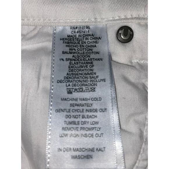 True Religion Ricky frayed flap Shorts White w/horseshoe detail on pockets Sz 33 - Picture 7 of 8